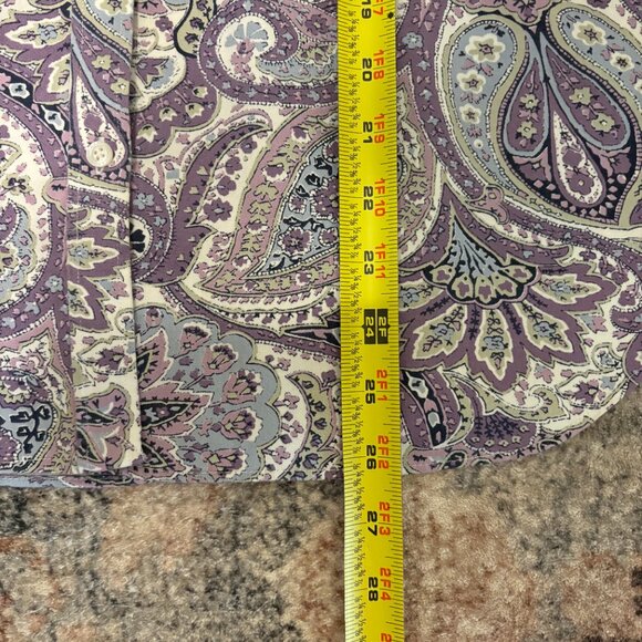 Ralph Lauren CHAPS Women's L/S Purple Paisley No Iron Button-Front Shirt Top XL - Picture 9 of 9